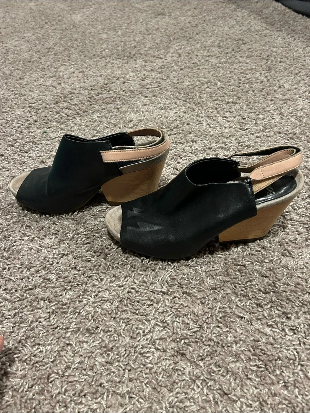 Camper Allegra Leather Peep Toe Mule Wedge Sandal , size 37/7 US